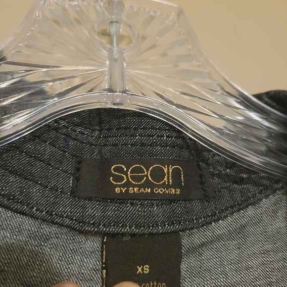 Sean by Sean Combs | Dark Blue Denim V-Neck Midi Length Wrap Dress (Size XS) - Picture 2 of 15